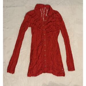 Free People's Shayla Lace Mini Dress in Red/Rouge, M